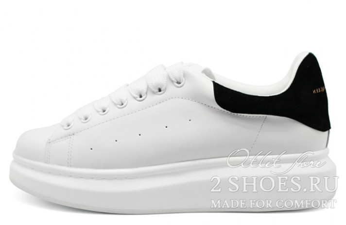 Кроссовки Alexander McQueen White Black 553770WHGP79061 белые, кожаные