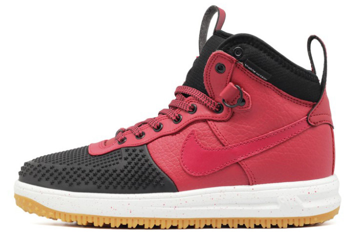 Кроссовки Nike Lunar Force 1 DUCKBOOT Team Red Black  бордовые, кожаные