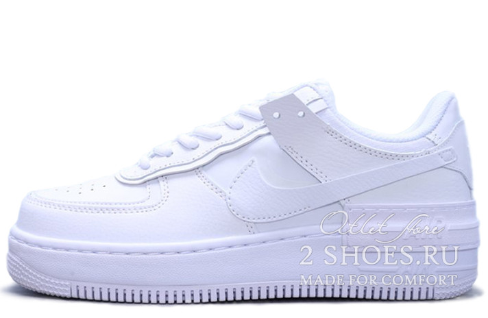 Кроссовки Nike Air Force 1 Low Shadow Triple White CI0919-100 белые, кожаные