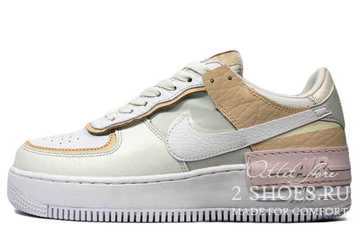 Кроссовки Nike Air Force 1 Low Shadow White Spruce Aura CK3172-002 белые, кожаные