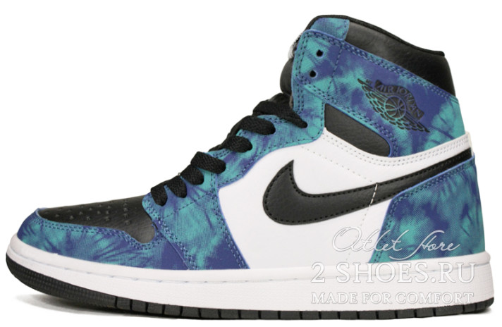 Кроссовки Nike Air Jordan 1 High Tie Dye CD0461-100 синие, кожаные