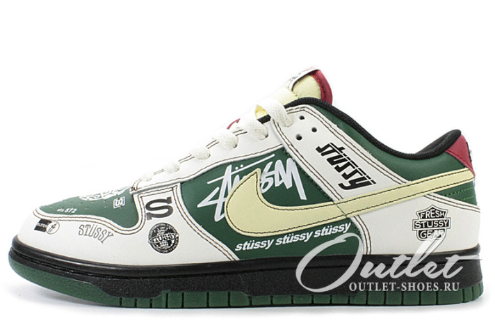 Кроссовки Nike Dunk Low Stussy BMW M3 by Andrew Chiou  зеленые, кожаные