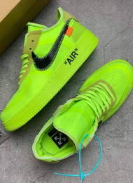 Кроссовки Nike Air Force 1 Low Off White Volt Hyper Jade живое фото 2