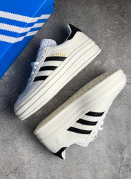 Кроссовки Adidas Gazelle Bold White Black живое фото 1